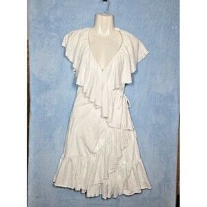 Goldie White 100% PIMA Cotton Wrap Dress EXTRA SMALL EUC Bachelorette Salsa LWD*
